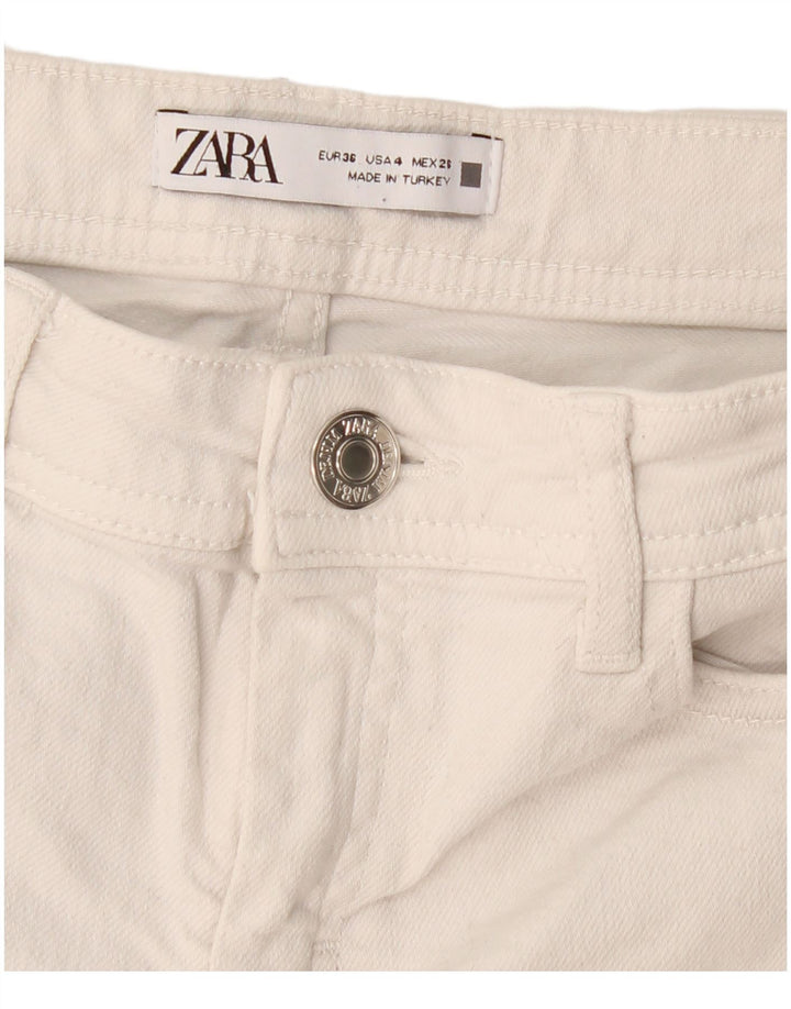 ZARA Damen Kurzjeans EU 36 XS W26 L24 Weiß