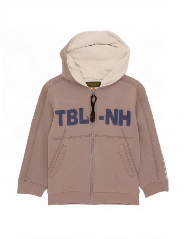 Timberland Jungen-Kapuzenpullover mit grafischem Reißverschluss, 4–5 Jahre, braune Baumwolle