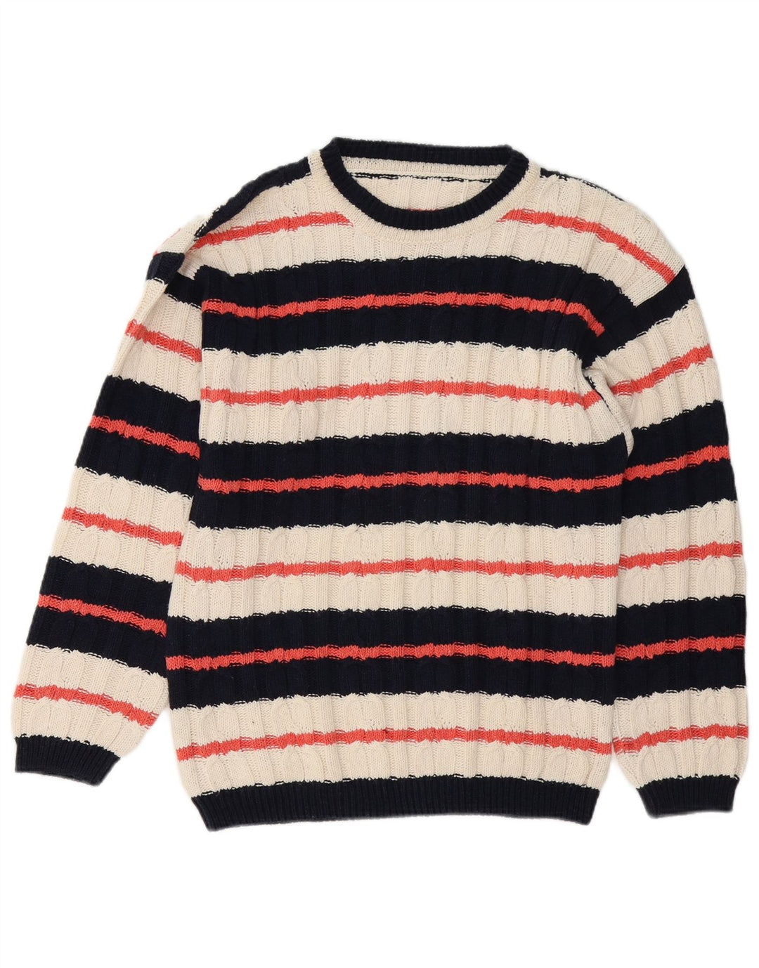 Vintage Herren-Pullover mit U-Boot-Ausschnitt, mittelgroß, mehrfarbig gestreift
