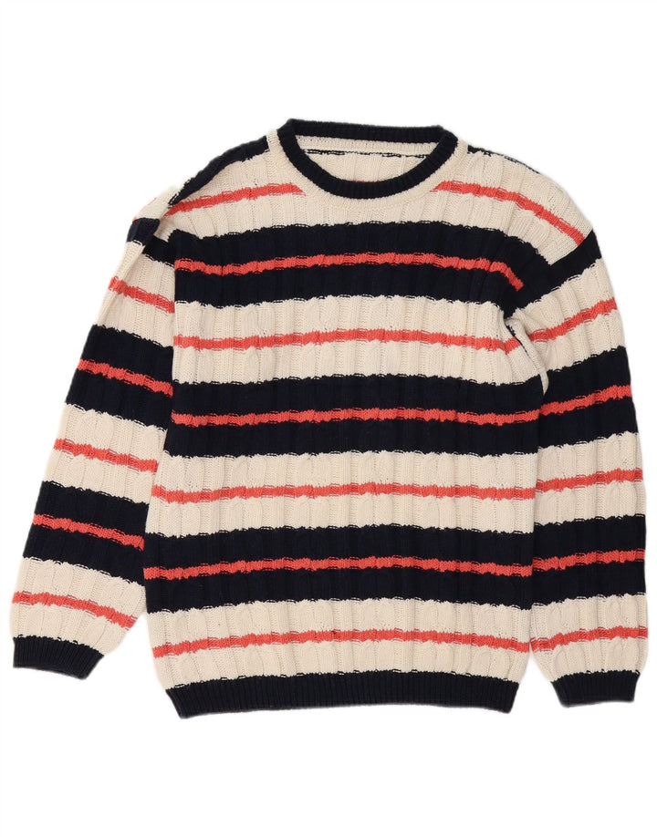 Vintage Herren-Pullover mit U-Boot-Ausschnitt, mittelgroß, mehrfarbig gestreift
