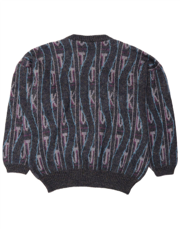 Vintage Herren Pullover mit Rundhalsausschnitt IT 50 Medium Mehrfarbig Geometrisch