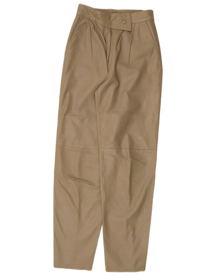 C&A Damen Tapered Lederhose EU 40 Medium W28 L32 Beige Leder