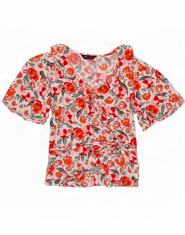 Marks & Spencer Damen-Blusenoberteil, UK 10, Größe S, mehrfarbig, Blumenmuster, Viskose