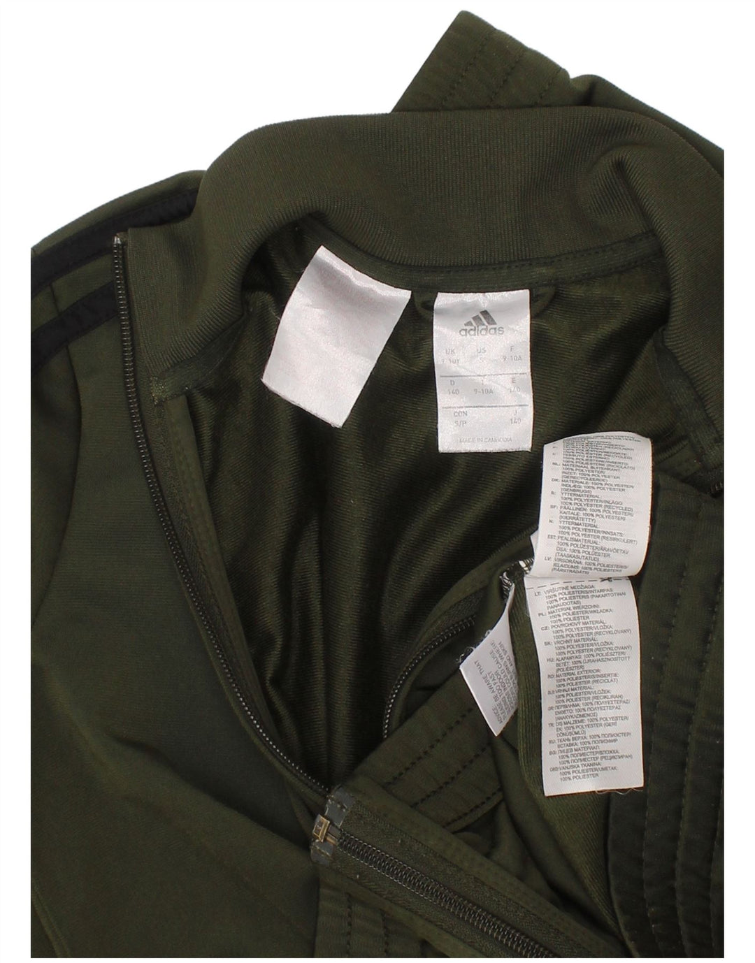 Adidas Jungen Trainingsanzug Top Jacke 9–10 Jahre Khaki Polyester