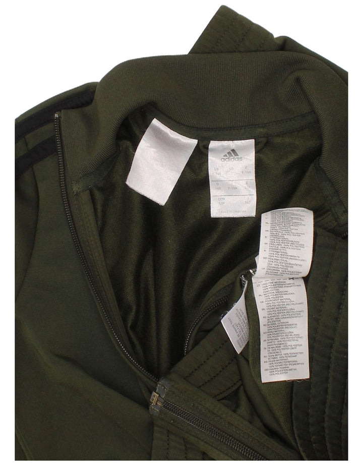 Adidas Jungen Trainingsanzug Top Jacke 9–10 Jahre Khaki Polyester