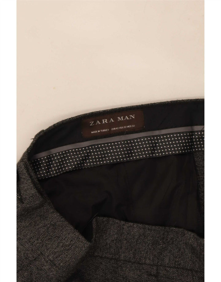 Zara Herren Slim Anzughose EU 42 Large W32 L32 Grau Polyester