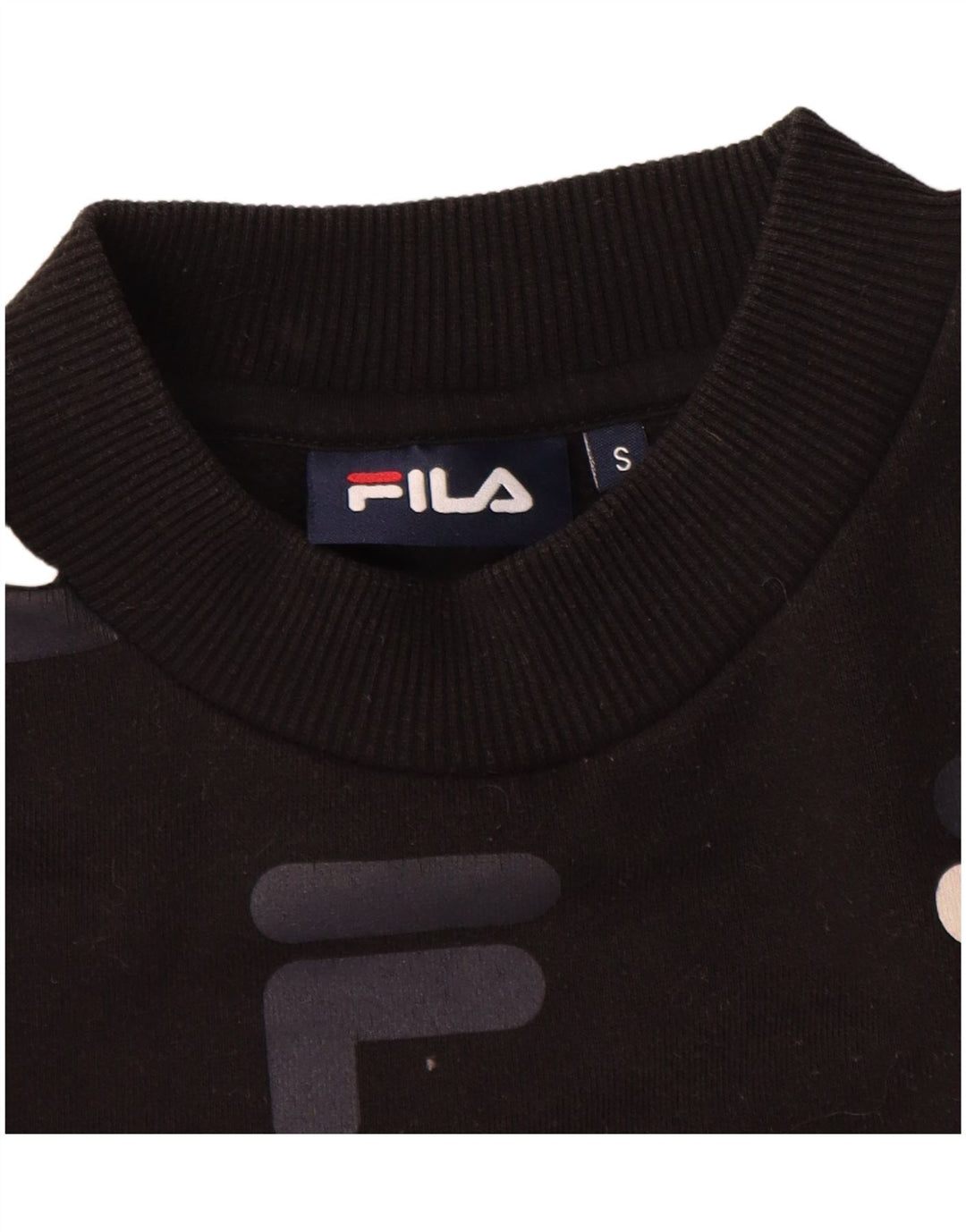 Fila Damen Übergroßer grafischer Crop-Sweatshirt-Pullover UK 10 Small Schwarz