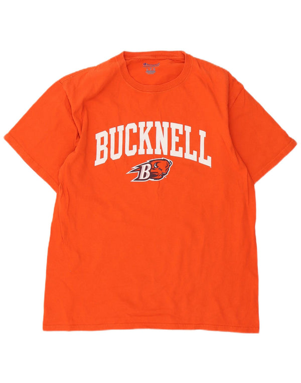Champion Herren Bucknell Bison Football Graphic T-Shirt Top Large Orange