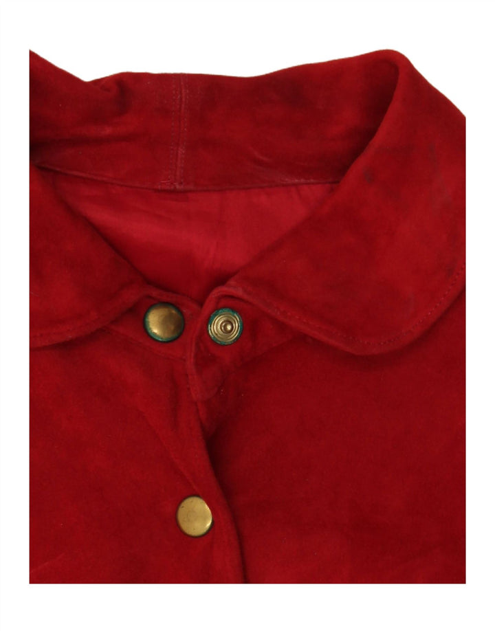 VINTAGE Damen Wildleder 2-teiliges Rockset UK 14 Medium W30 Rotes Leder