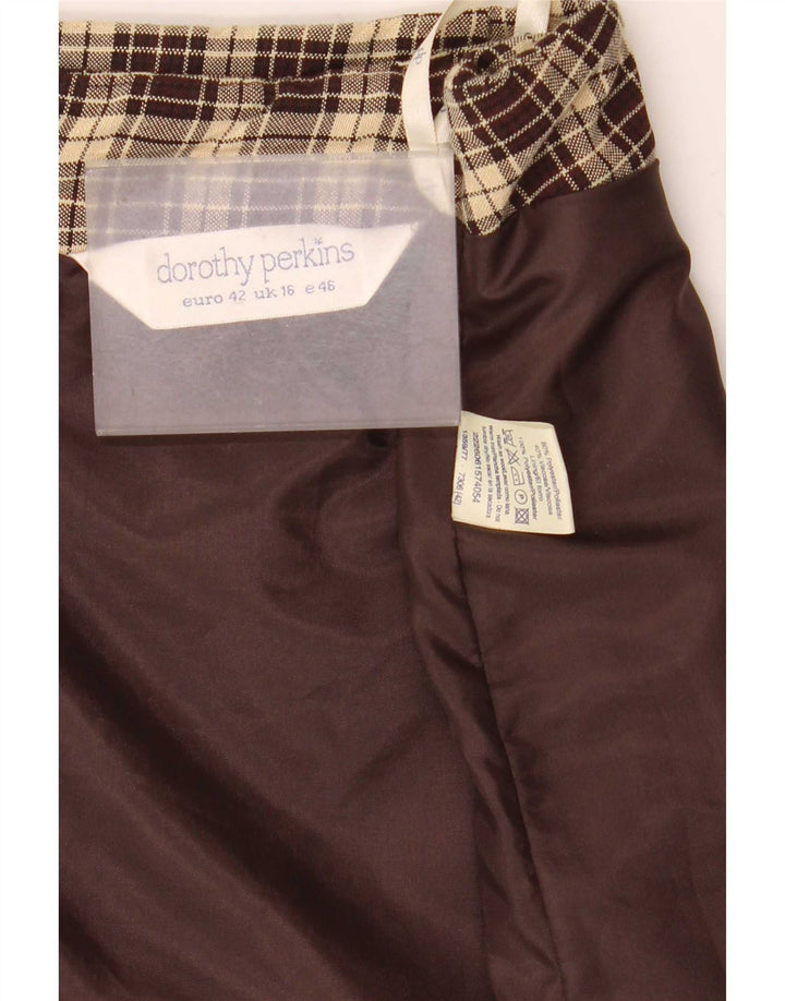Dorothy Perkins Damen Minirock UK 16 Large W32 Braun kariertes Polyester