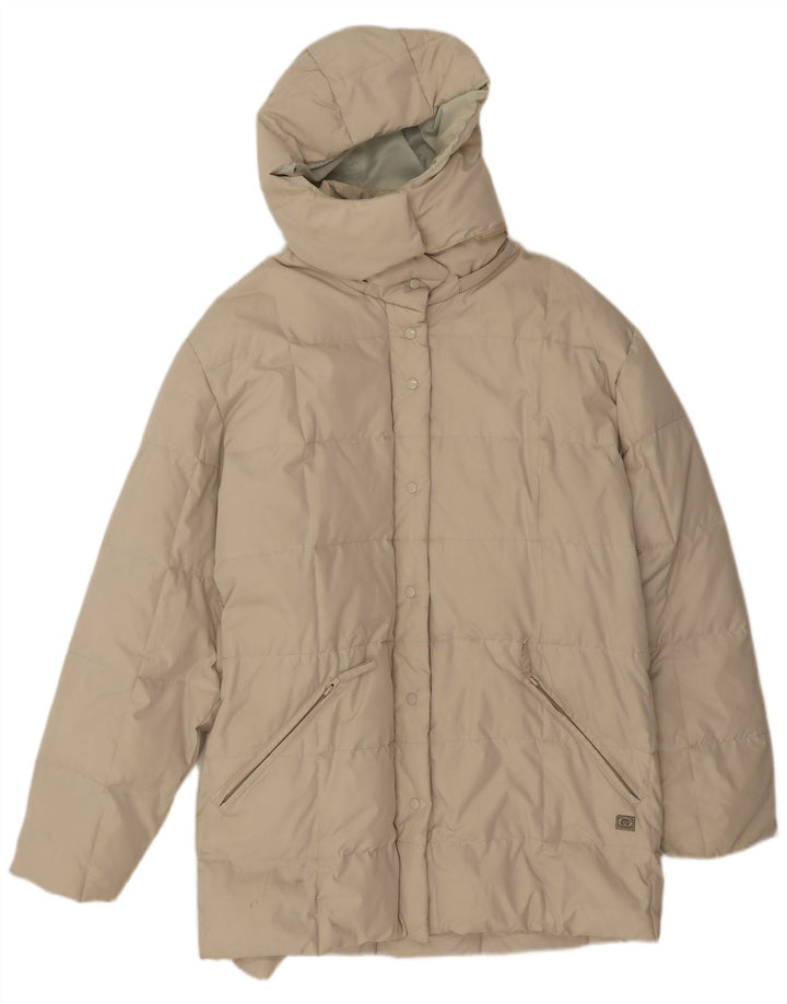 Sergio Tacchini Wattierter Damenmantel mit Kapuze UK 20 2XL Beige