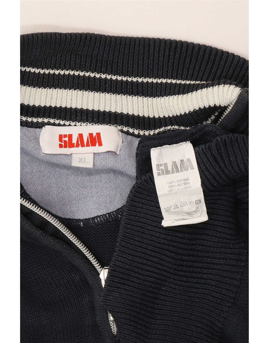 Slam Herren-Pullover mit Reißverschluss, XL, Marineblau, Baumwolle
