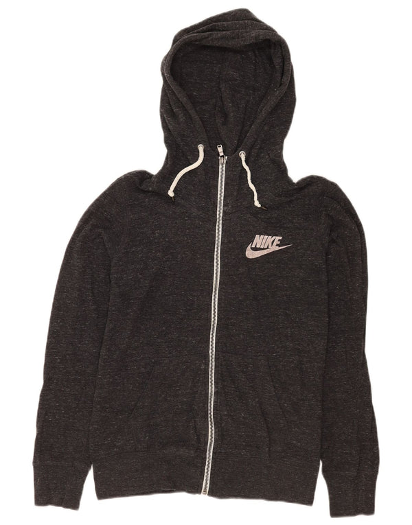 Nike Damen-Kapuzenpullover mit Reißverschluss, UK 12, mittelgrau gefleckte Baumwolle
