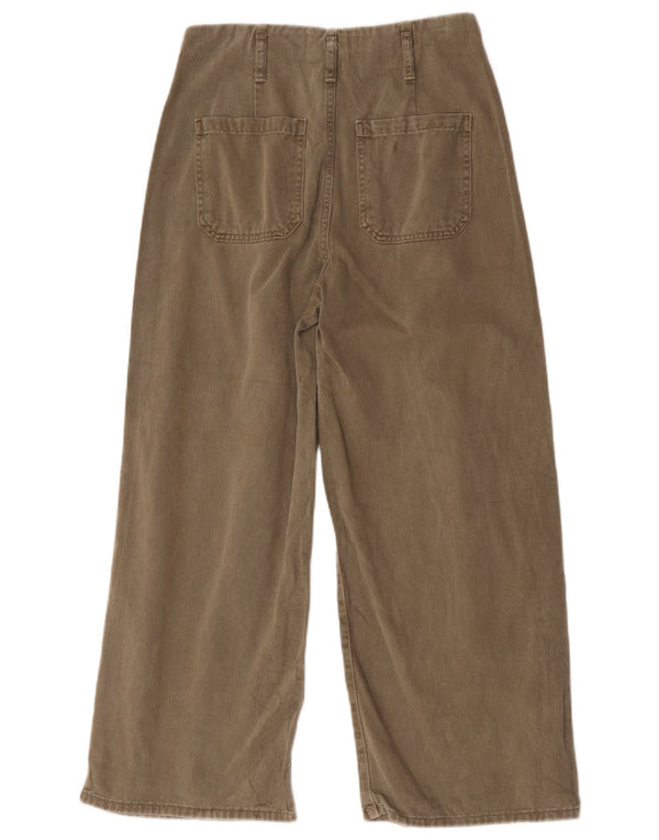 Zara Damen Crop Wide Leg Jeans EU 38 Small W28 L25 Khaki