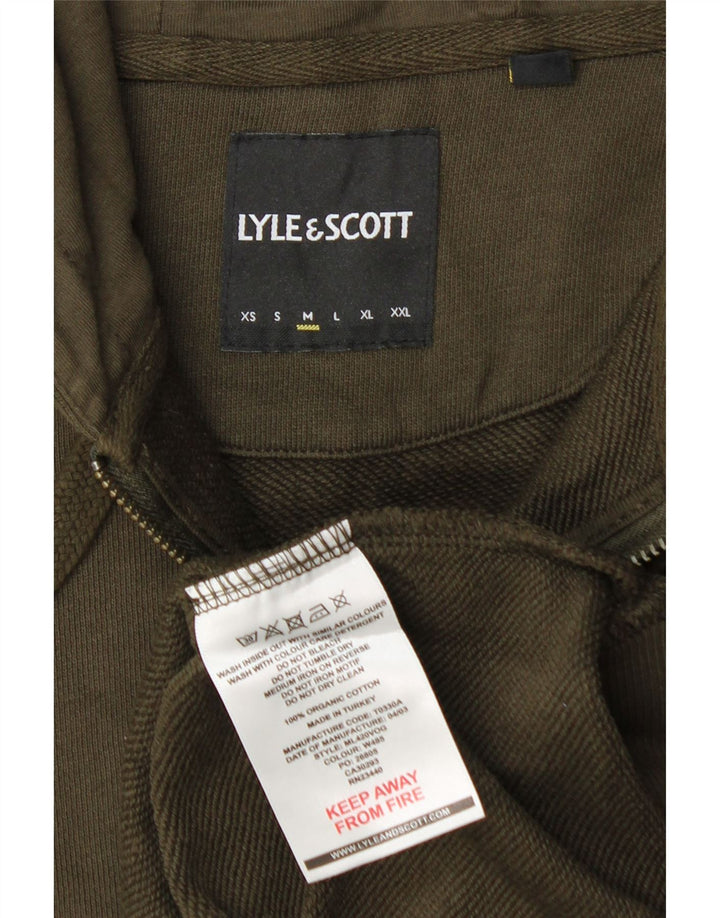 Lyle & Scott Herren-Kapuzenpullover mit Reißverschluss, mittlere Khaki-Baumwolle