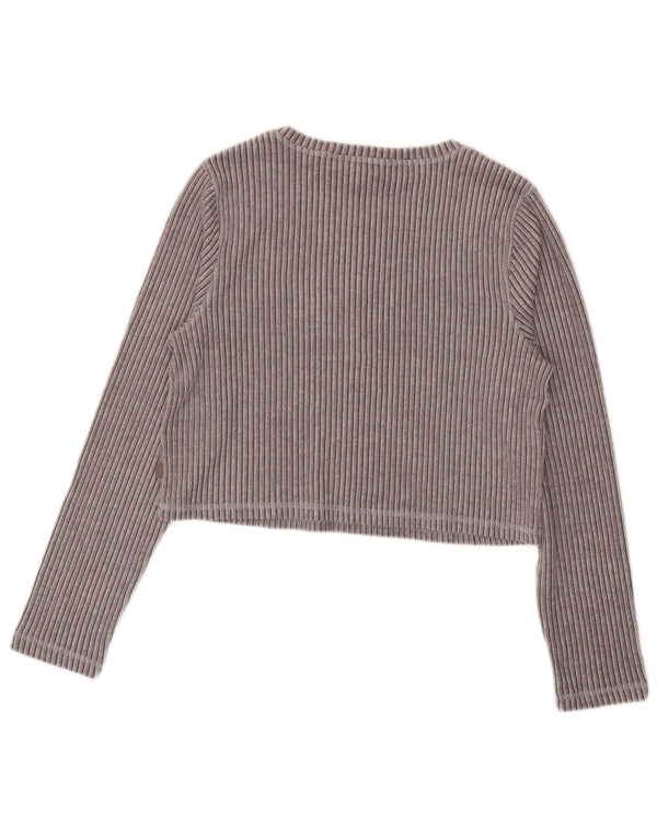 Marks & Spencer Damen Crop Top Langarm UK 16 Large Graue Viskose