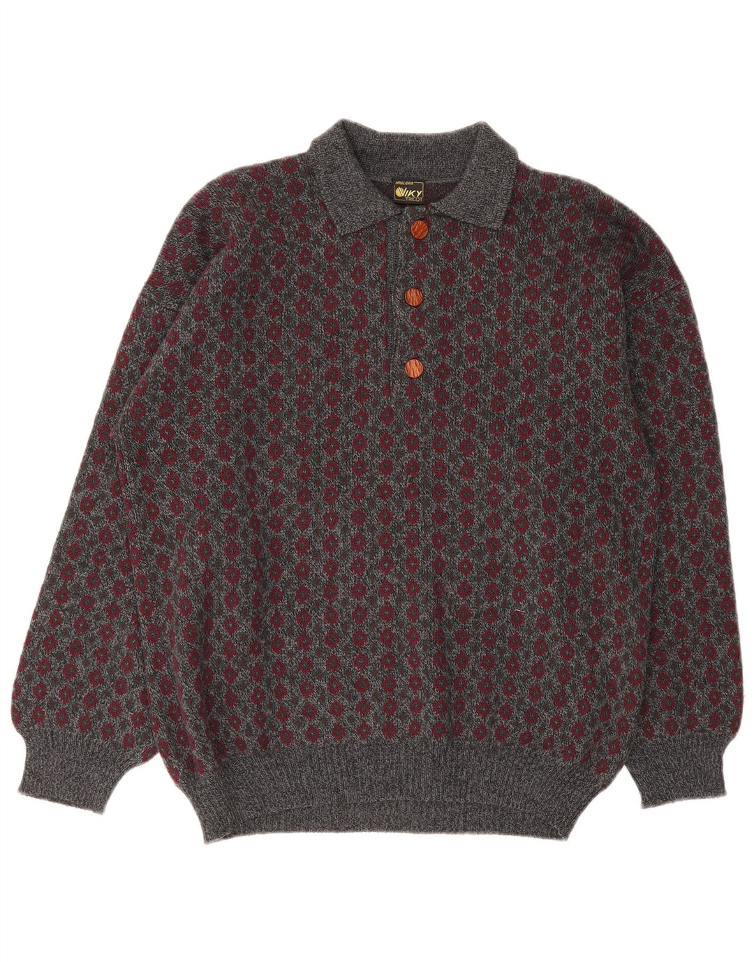Viky Tricot Herren-Pullover mit Rollkragen, IT 50, mittelgrau, geometrisch