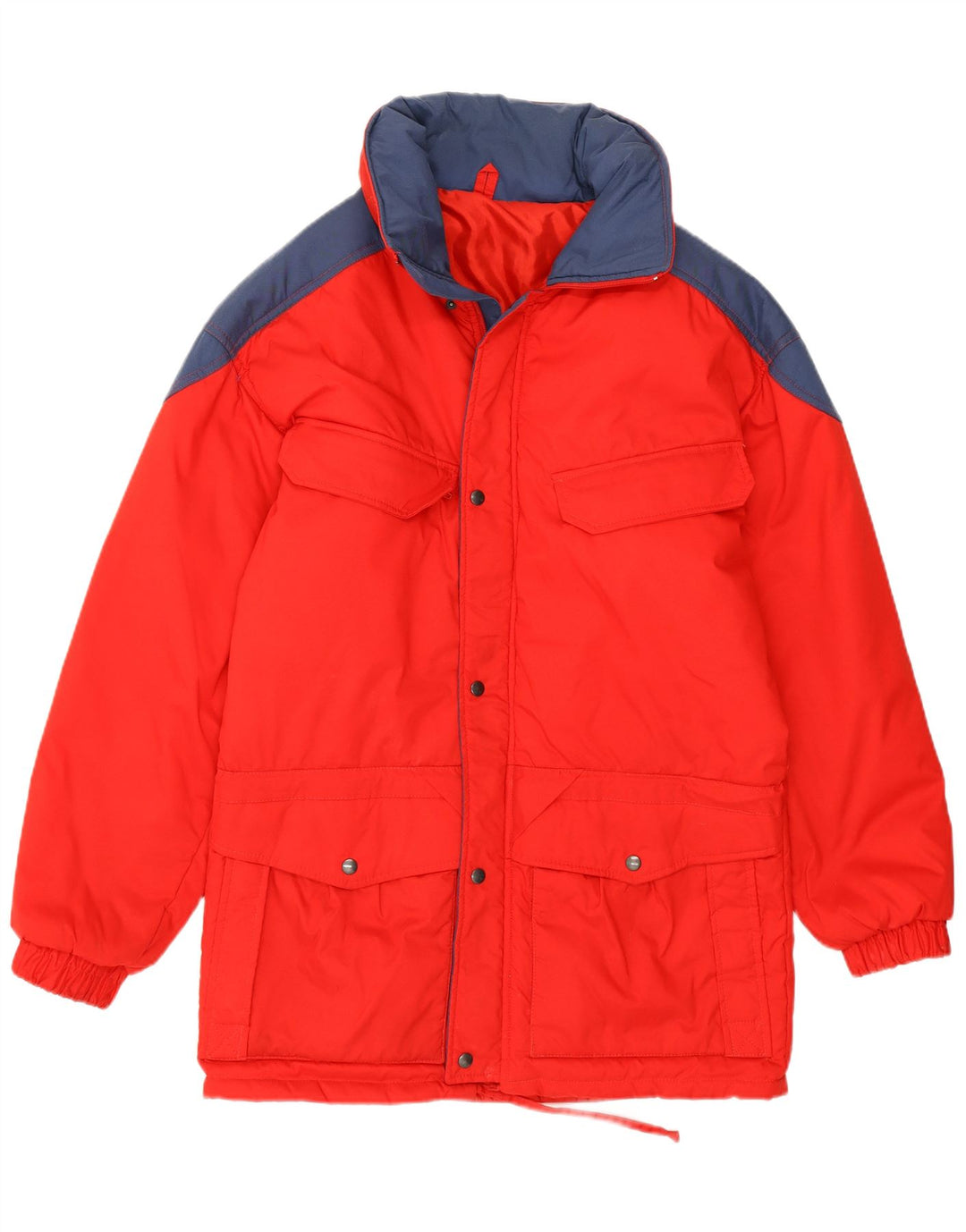 VINTAGE Herren-Windjacke mit Kapuze, Größe 46, groß, rot, Farbblock