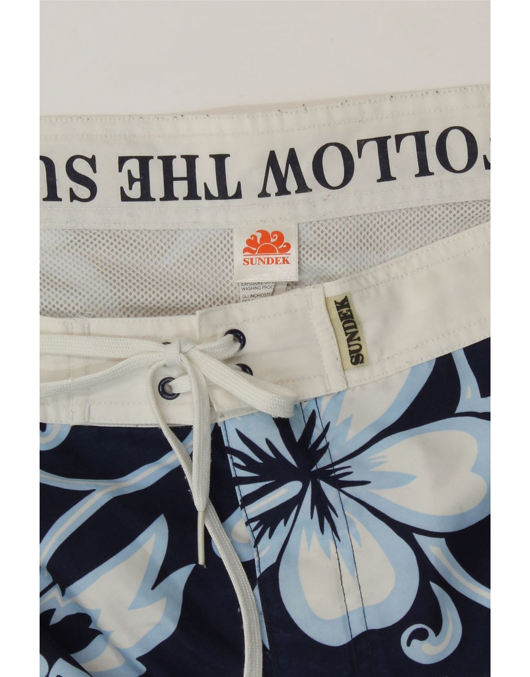 Sundek Herren-Badeshorts, mittelgroß, marineblau, geblümt, Polyester, hawaiianisch
