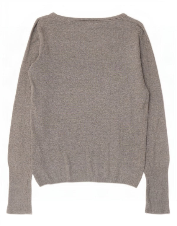 Zara Damen-Pullover mit U-Boot-Ausschnitt, UK 12, mittelgraues Viskose
