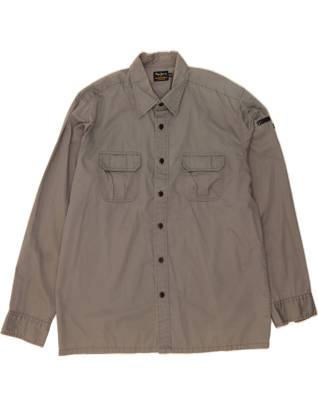 PEPE JEANS Mens London Shirt 2XL Grey Cotton Vintage PEPE Jeans and Second-Hand PEPE Jeans from Messina Hembry 