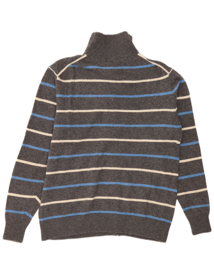 Kappa Herren-Cardigan-Pullover 2XL grau gestreifte Wolle
