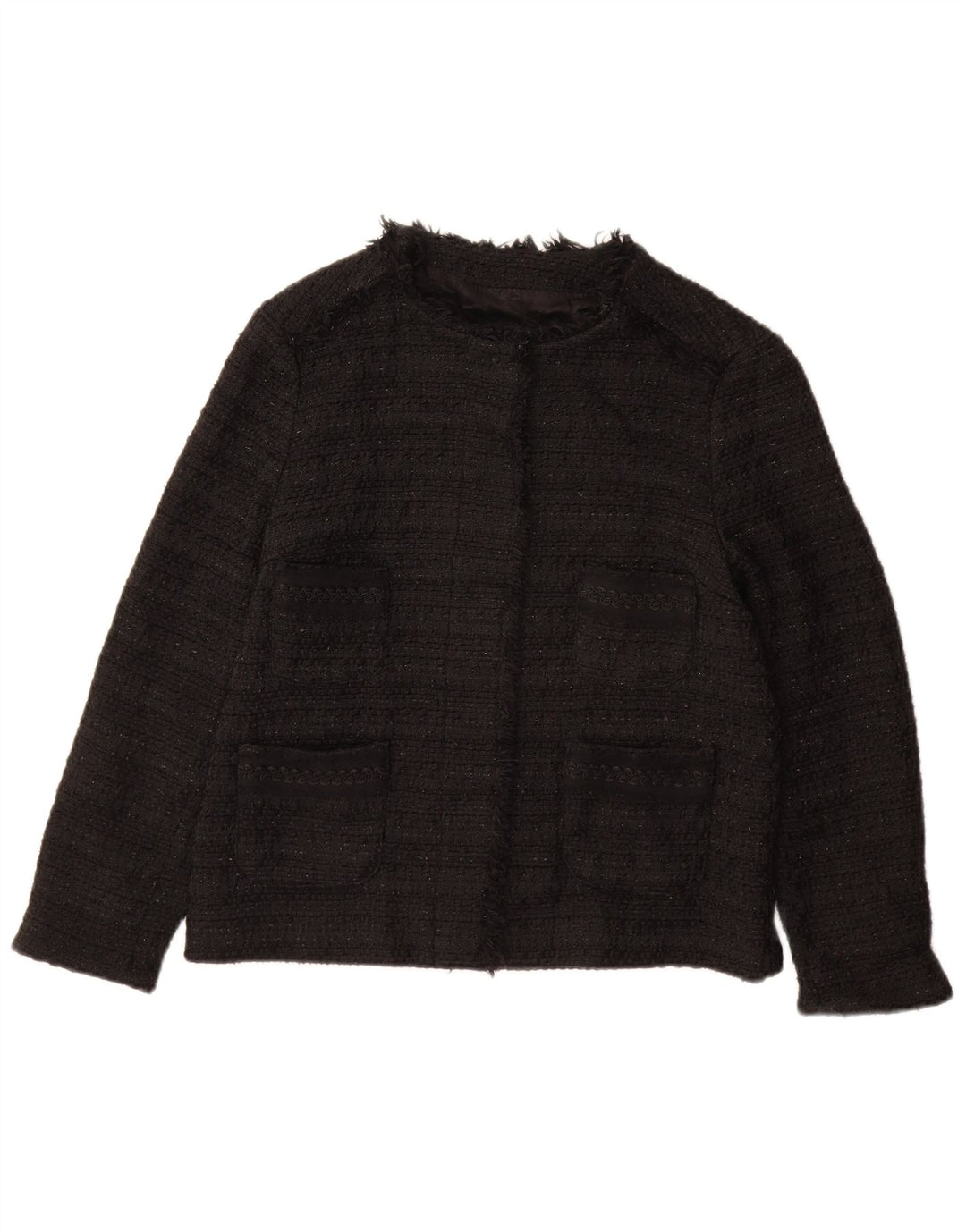 ZARA Damen Blazer Jacke UK 12 Medium Schwarz
