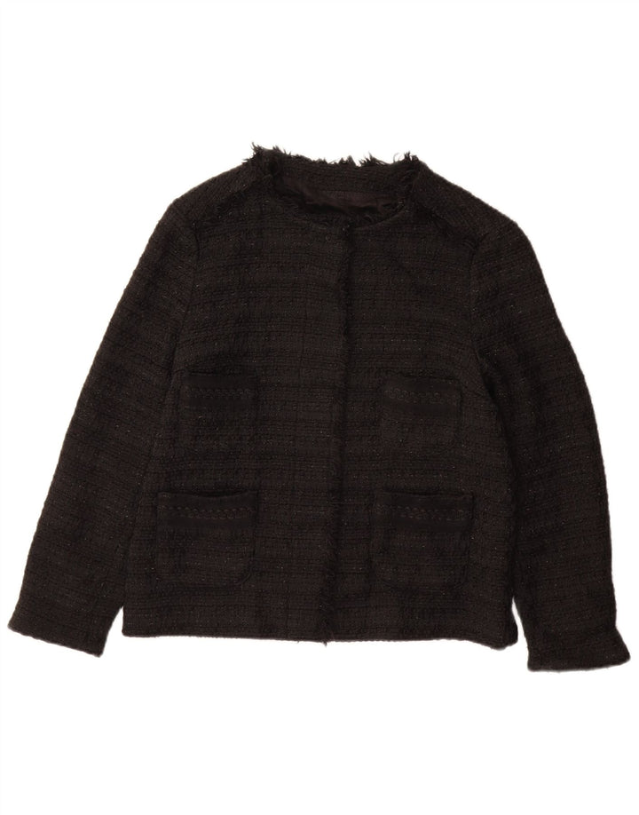 ZARA Damen Blazer Jacke UK 12 Medium Schwarz