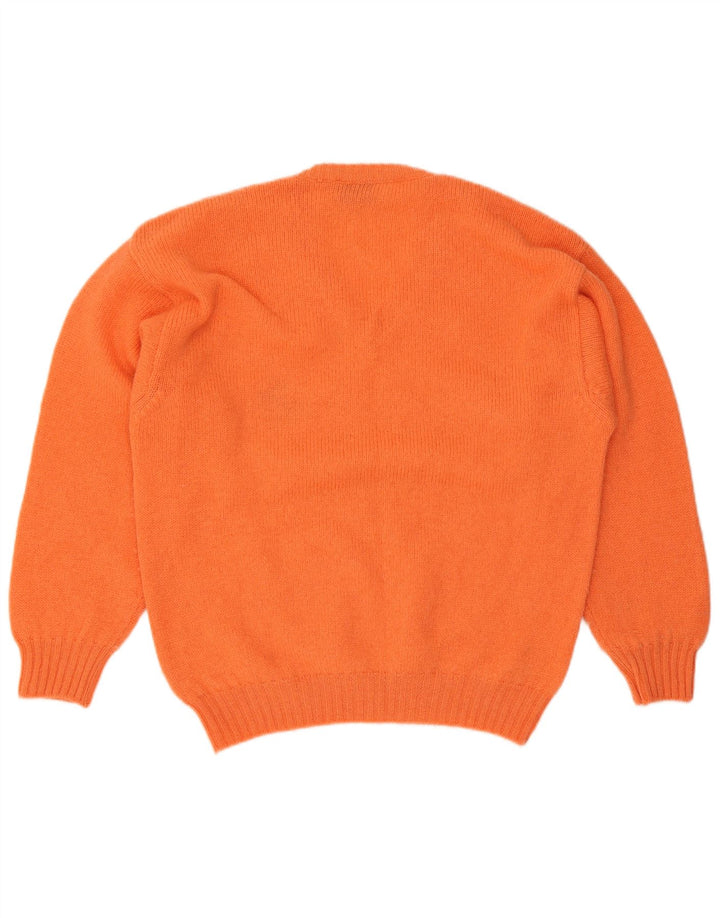 Vintage Herren V-Ausschnitt Pullover Pullover Große Orange Wolle