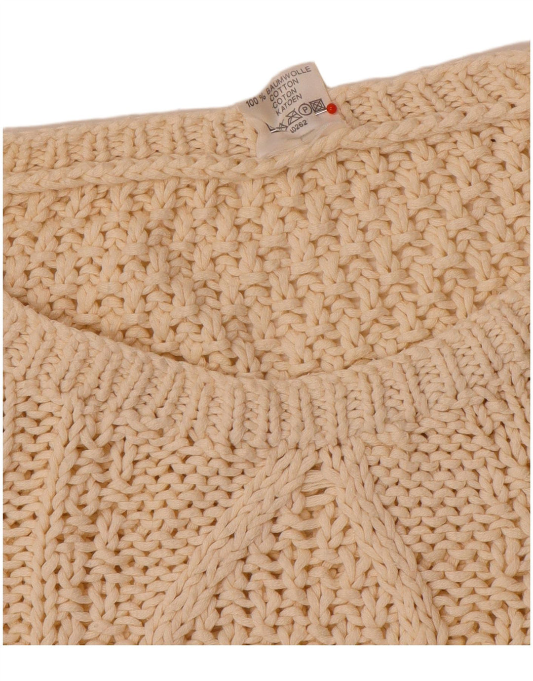 Vintage Damen Übergroßer Pullover mit U-Boot-Ausschnitt EU 36/38 Small Off White