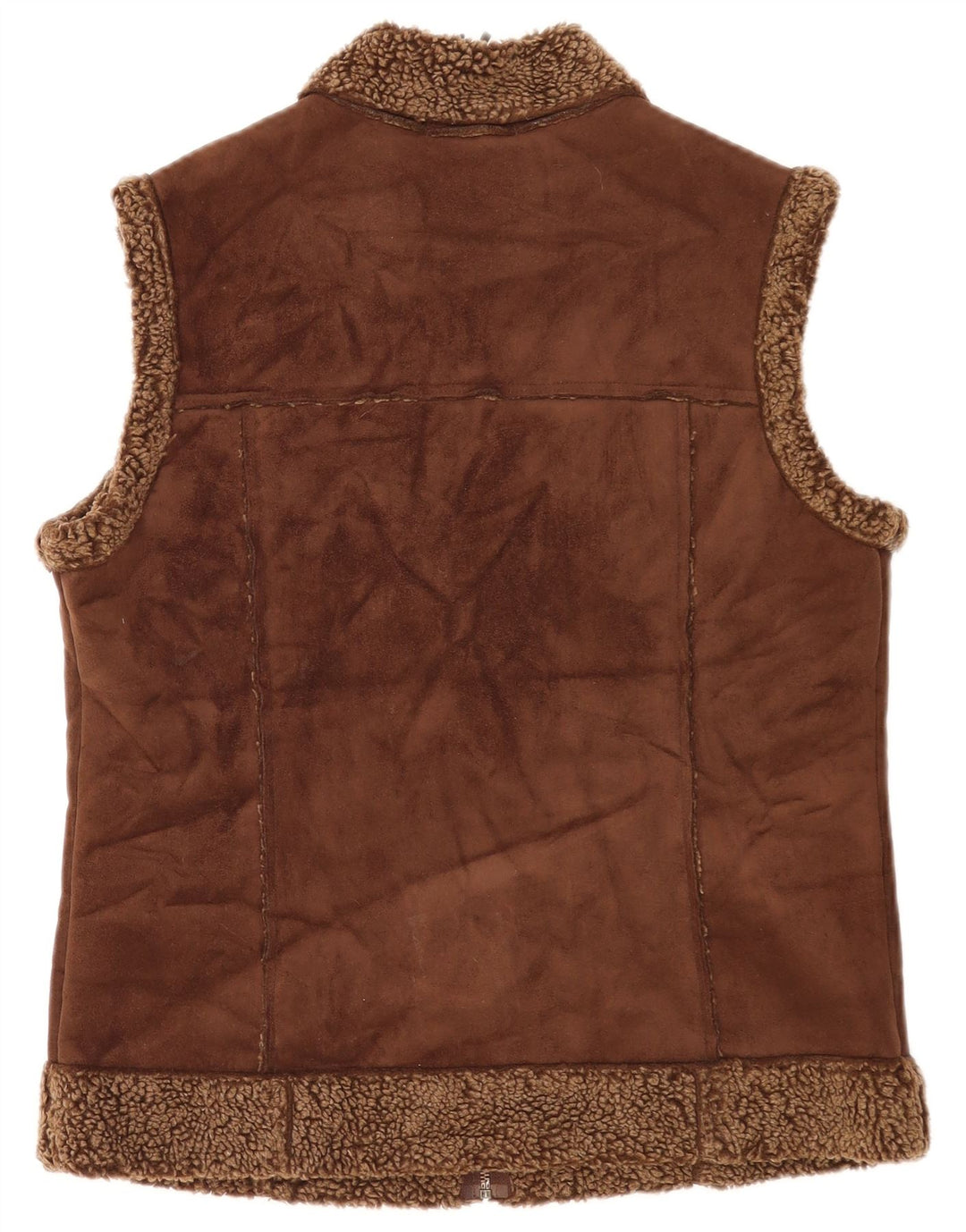 Marks & Spencer Sherpa-Gilet für Damen, UK 12, mittelbraun, Polyester
