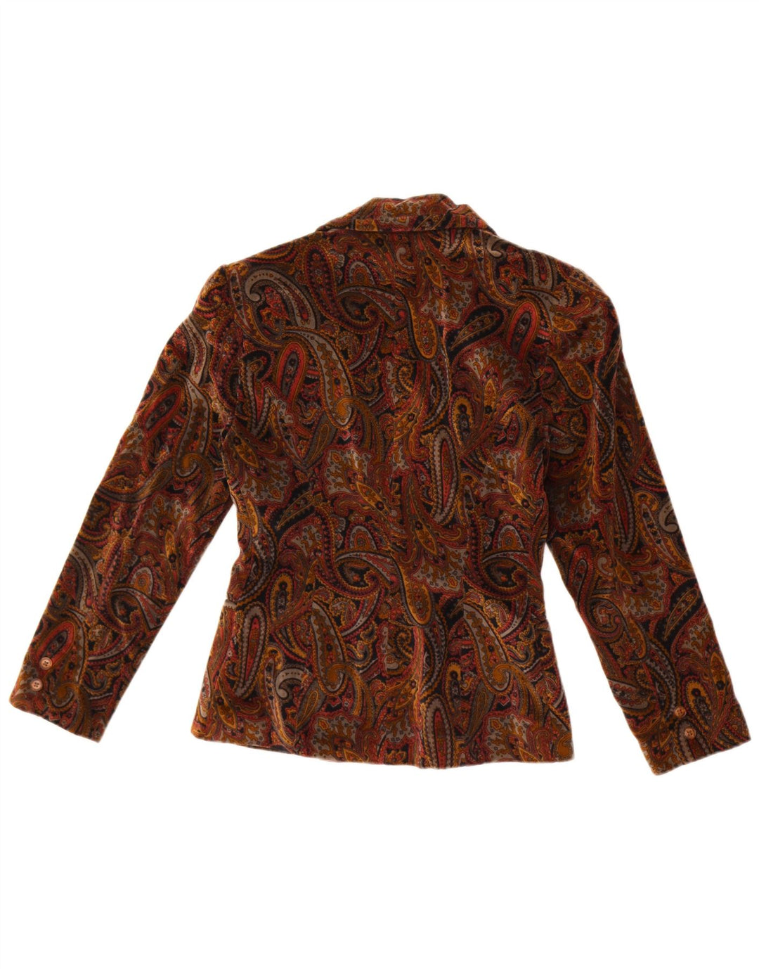 Madeleine Damen-Blazerjacke mit 3 Knöpfen, UK 10, kleine braune Paisley-Baumwolle