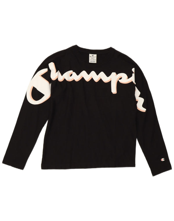 CHAMPION Damen Graphic Top Langarm UK 10 Small Schwarz