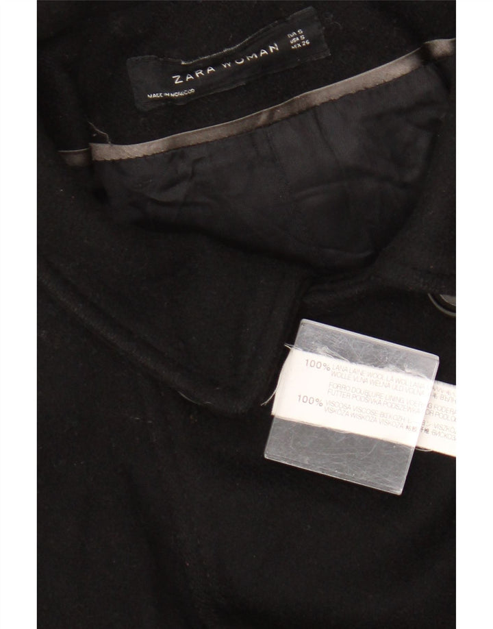 Zara Damen Zweireihiger Mantel UK 10 Small Schwarze Wolle
