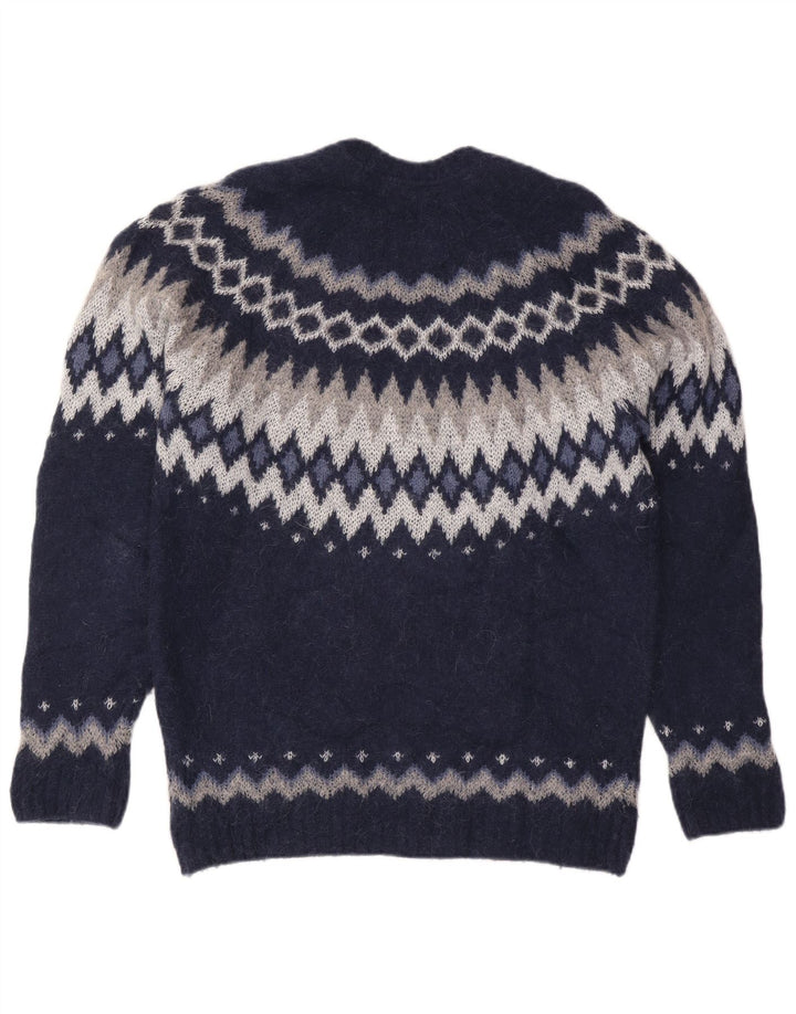 Massimo Dutti Damen-Pullover mit Rundhalsausschnitt, Gr. 40, Marineblau