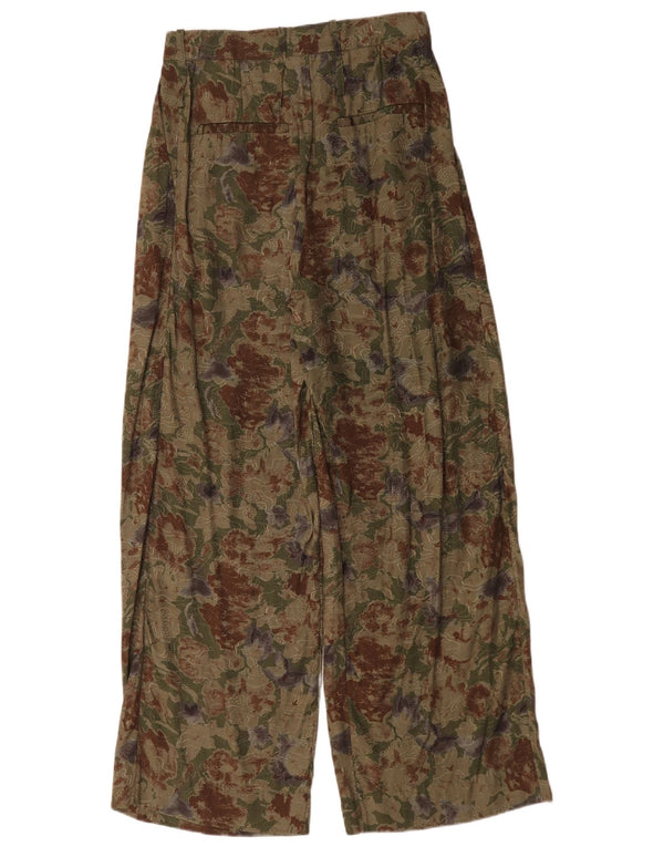 Jigsaw Damen Freizeithose mit hoher Taille, UK 8, Größe S, W28, L30, grün geblümt
