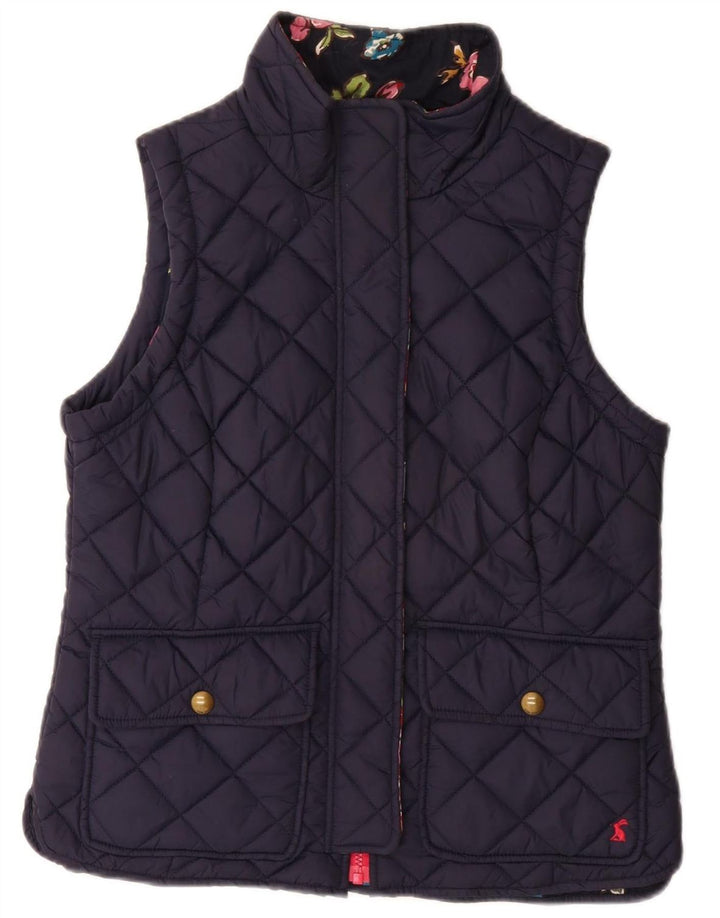 JOULES Womens Quilted Gilet UK 12 Medium Navy Blue Polyamide