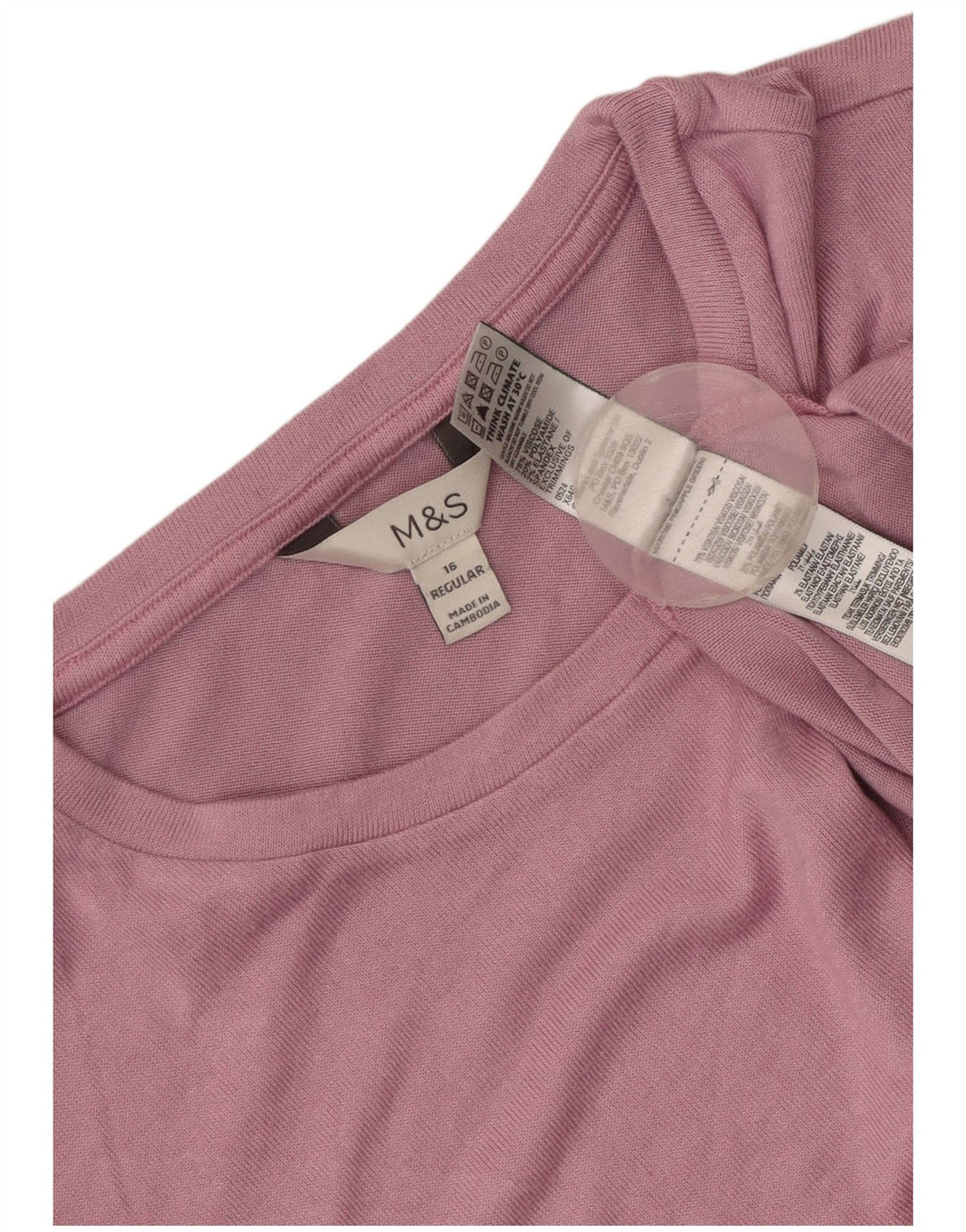 Marks & Spencer Damen Top Langarm UK 16 Large Rosa Viskose