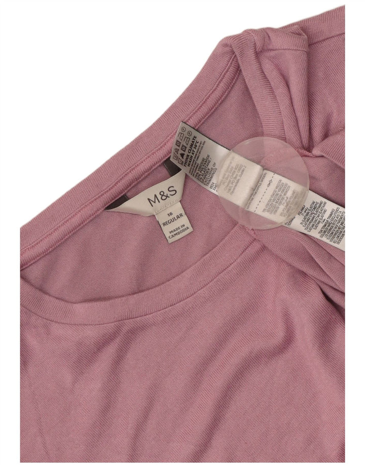 Marks & Spencer Damen Top Langarm UK 16 Large Rosa Viskose