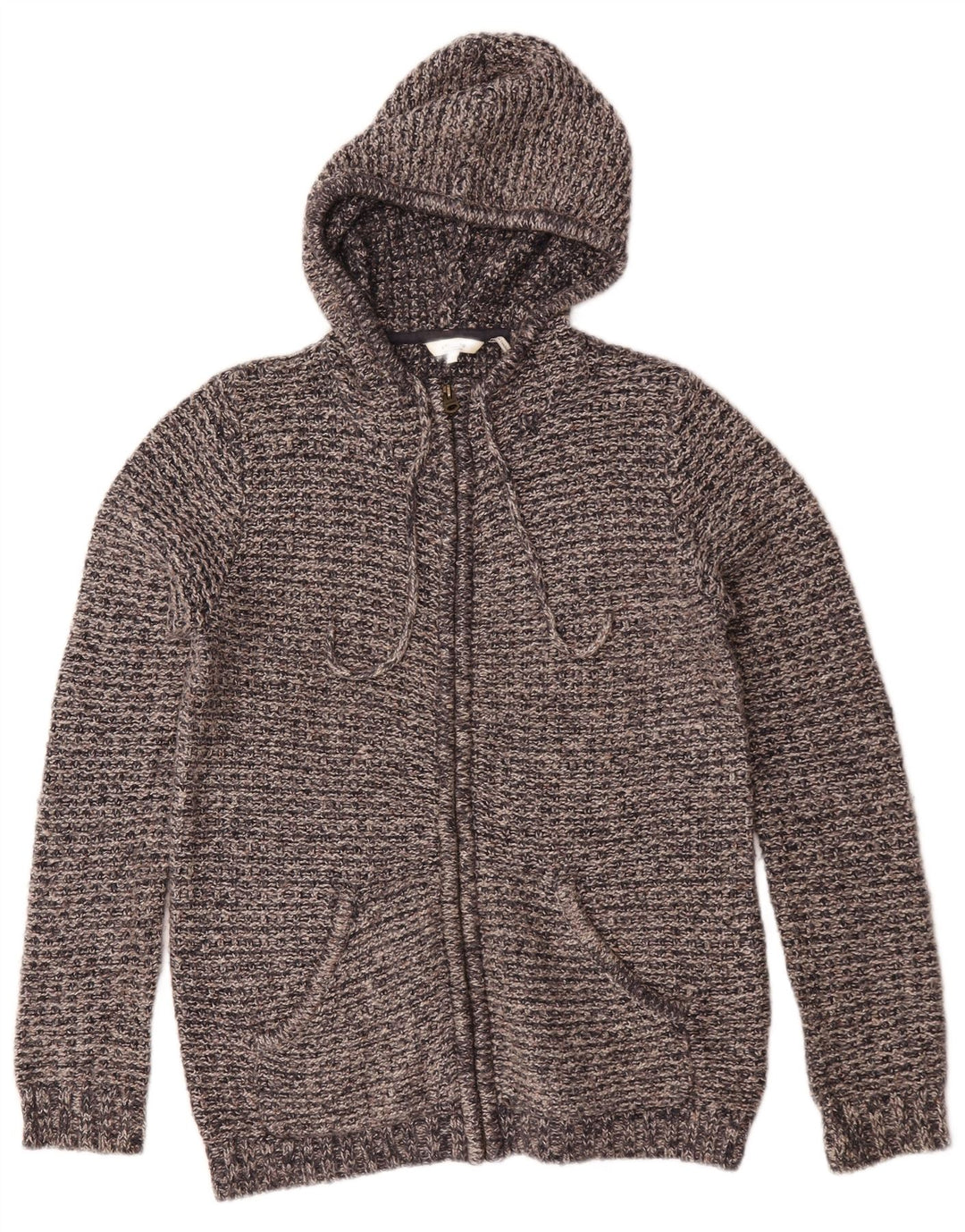 Fat Face Damen-Strickjacke in Übergröße mit Kapuze, UK 12, mittelgrau meliert