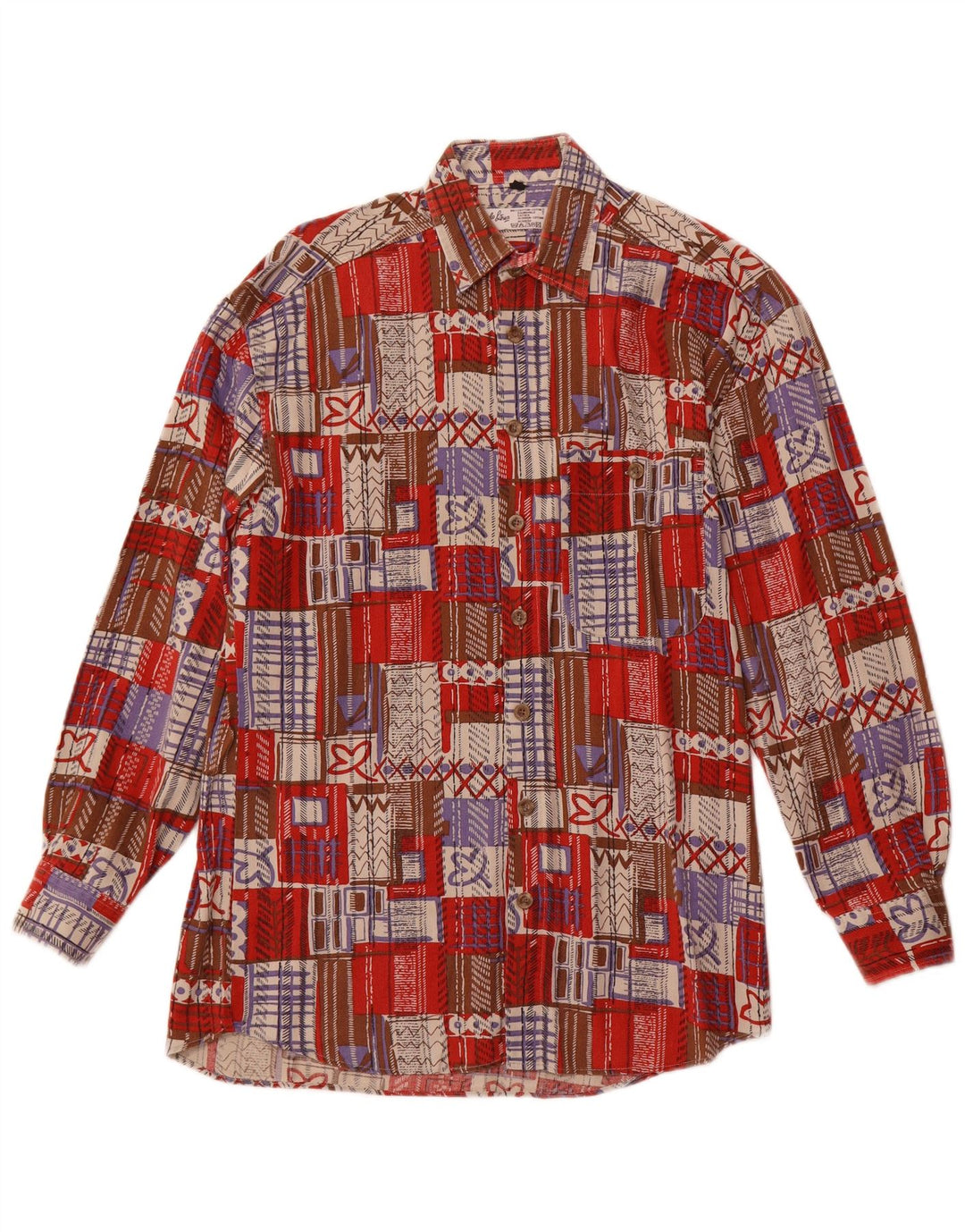 Angelo Litrico Herren-Cordhemd, Größe 37/38, kleine rote Patchwork-Baumwolle
