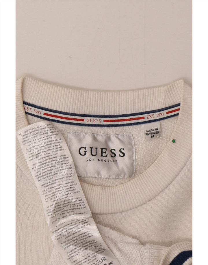 Guess Herren-Grafik-Oberteil, langärmelig, mittelweiß, Colourblock-Baumwolle