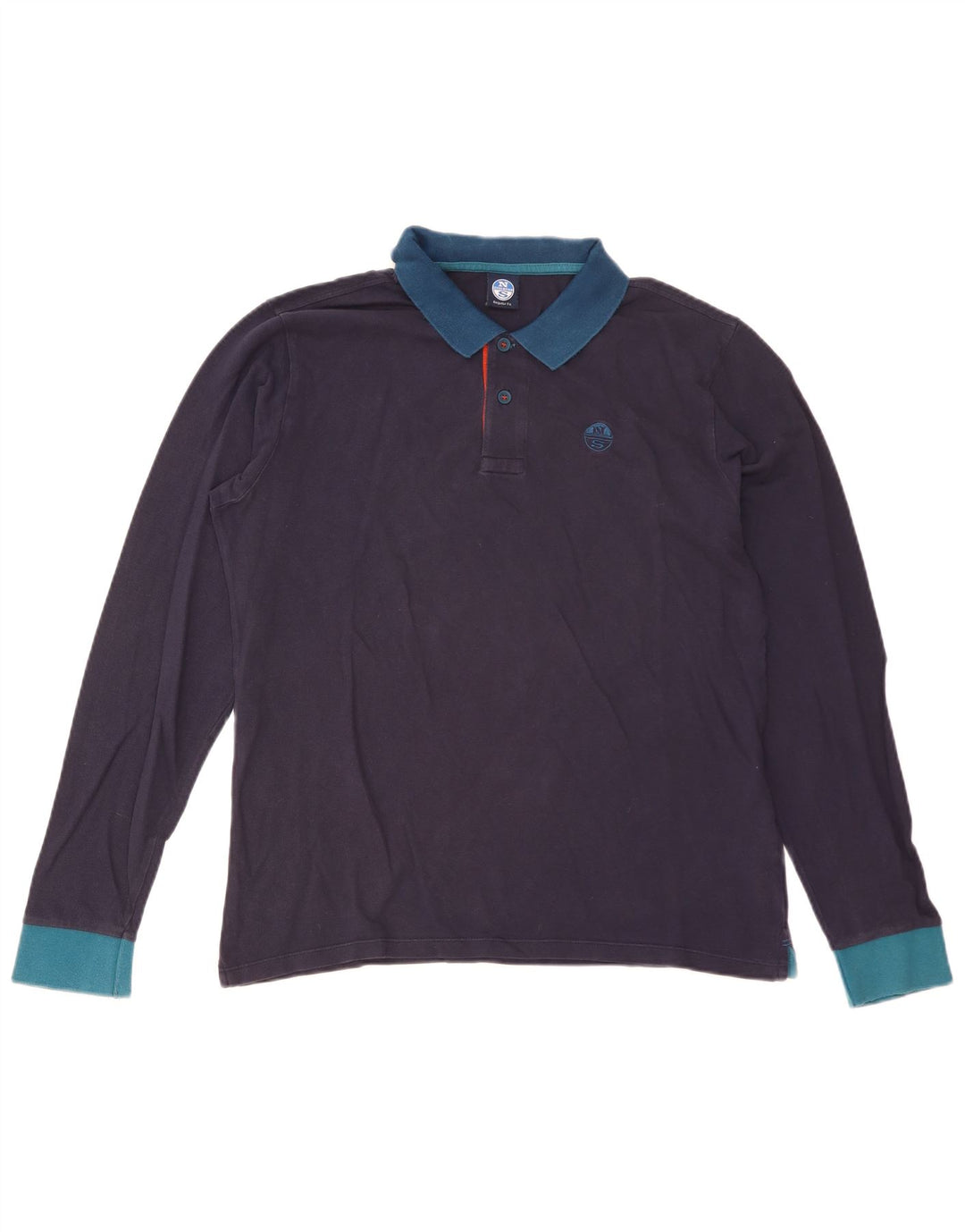 North Sails Herren-Langarm-Poloshirt, mittelgroß, Marineblau, Farbblock