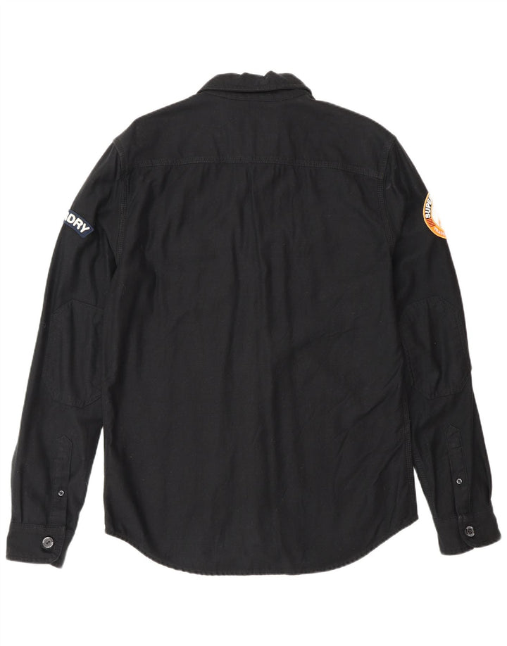 Superdry Herren-Militärhemd, groß, aus schwarzer Baumwolle