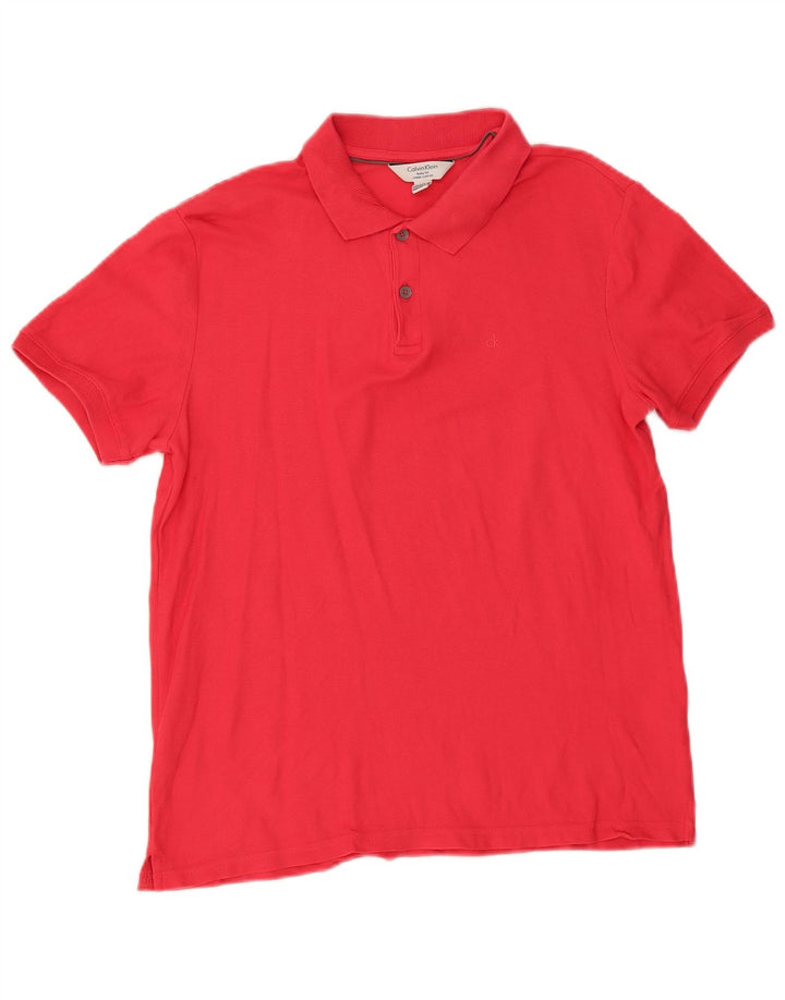 Calvin Klein Herren Body Fit Poloshirt Mittelrote Baumwolle