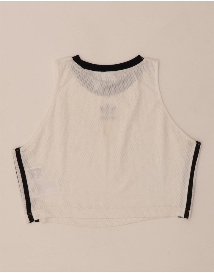 ADIDAS Damen Crop Vest Top UK 16 Large Weiß Polyester