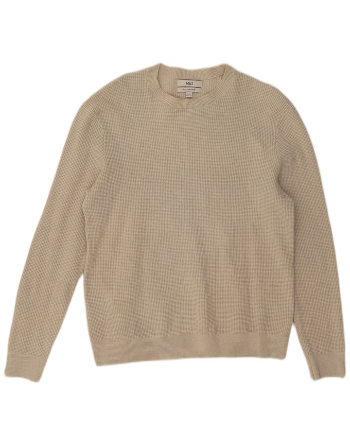 Marks & Spencer Herren-Pullover mit Rundhalsausschnitt, groß, beige, Polyester