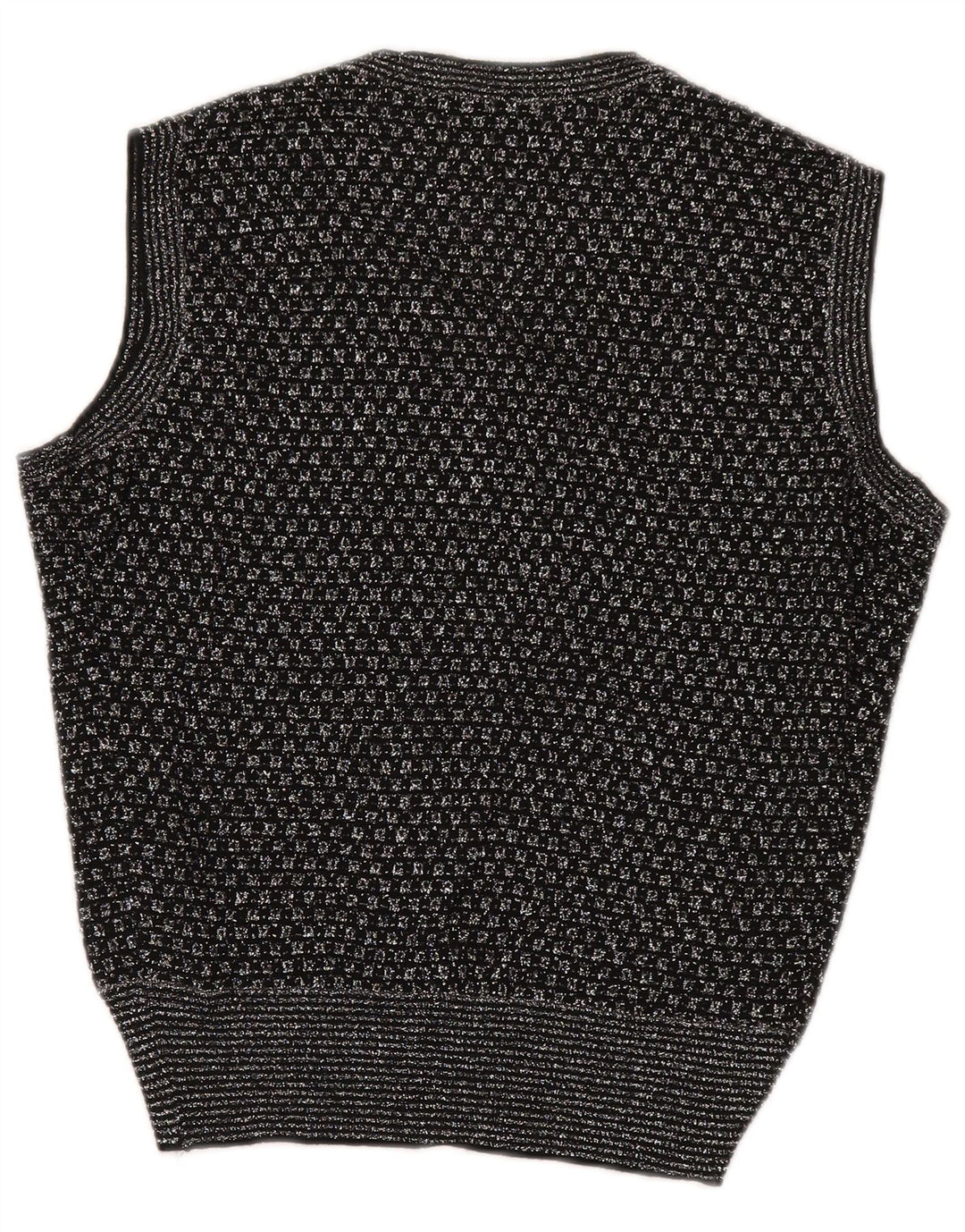 Vintage Damen Weste Tank Top UK 14 Medium Schwarz Geometrisch