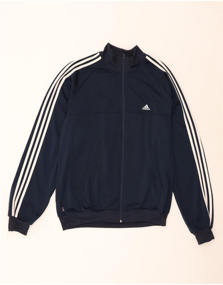 Adidas Herren-Trainingsanzug-Oberteil, große Jacke aus marineblauem Polyester