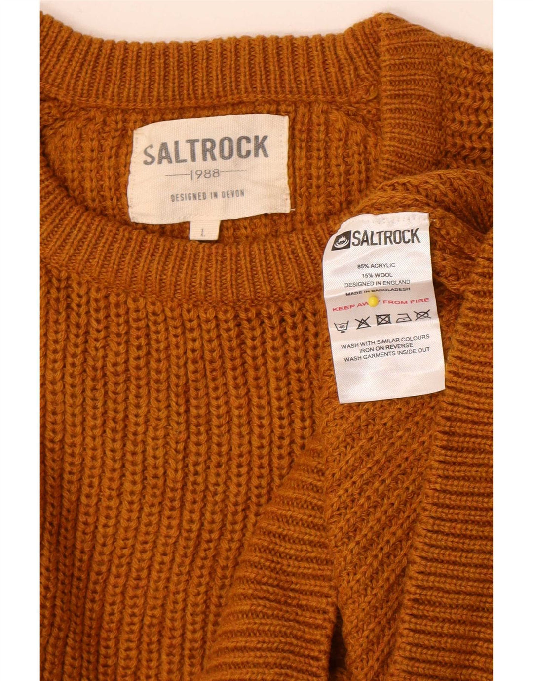 Saltrock Herren-Pullover mit Rundhalsausschnitt, groß, gelbes Acryl
